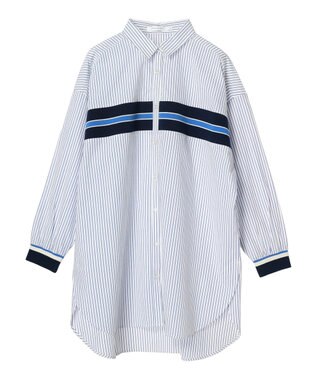 AMERICAN HOLIC リブラインシャツチュニック Stripe Sax