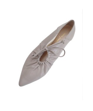 Pointer 日本製 本革ポインテッドトゥリボンパンプス オークグレー