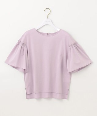 ANY SIS シルケットストライプ フレアスリーブ カットソー 【WEB・一部店舗限定】ラベンダー