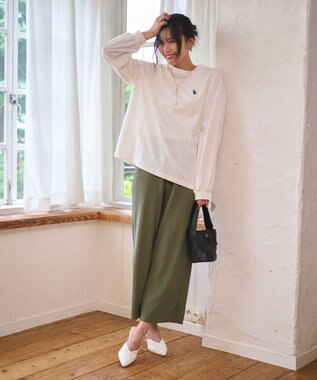 WEGO USPOLOだぼそでカラーロンT ホワイト