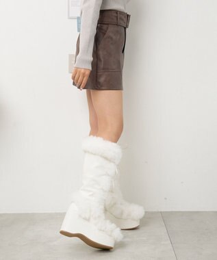 WEGO レースアップボリュームファーロングブーツ ホワイト