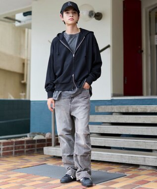 WEGO 【S～Lサイズ展開/ウエスト調整可】パラシュートデニムパンツ グレーその他