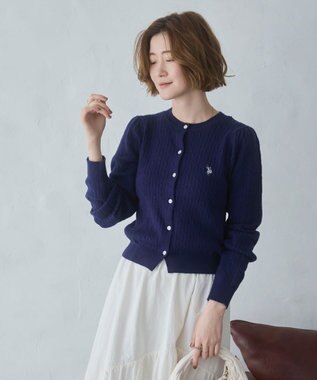 WEGO 【26年春新作】別注USPOLOケーブルニットカーデ ネイビー
