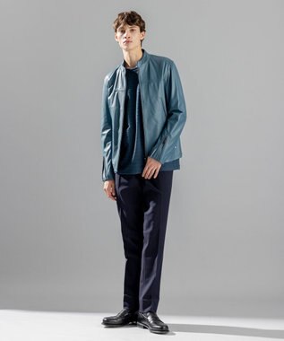 JOSEPH HOMME ライトラムナッパレザー　シングルライダース ダルブルー系