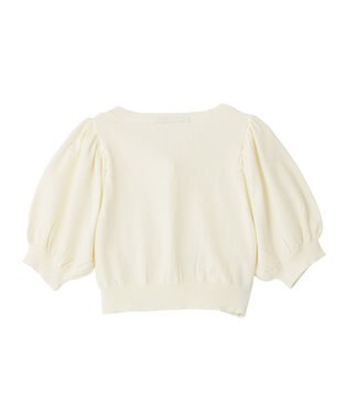 Maison de FLEUR ローズニット半袖カーディガン Ivory