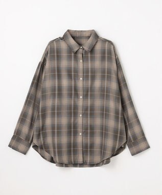 ANY L オンブレーチェックオーバーシャツ ブラウン系