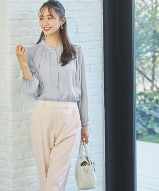 ANY SIS 【洗える】カッセンジャカード ブラウス ライトブルー