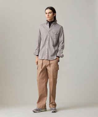 J.PRESS MEN 【KING SIZE】ギンガムチェック コットンネルジャージシャツ ブラウン系3