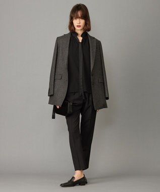 ICB 【洗える】マラボーテジョーゼット デザインカットソー ブラック系