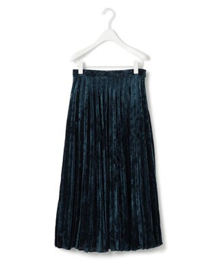 ICB 【洗える】 シアーベルベット プリーツスカート スレートブルー系