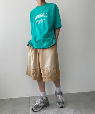 WEGO ツイルブラスト加工ワイドショートパンツ ベージュ