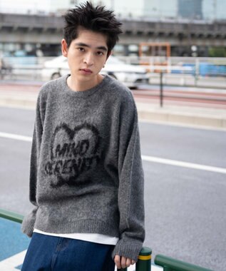 WEGO 【ユニセックス着用ITEM/MLサイズ展開】シャギーグラフィックプルオーバー スミクロ