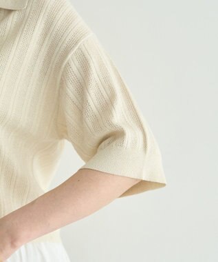 YECCA VECCA ストライプメッシュニットカーディガン Ivory