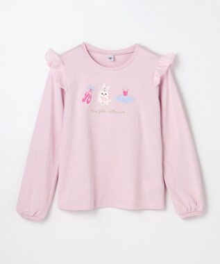 ANY KIDS おけいこモチーフ刺繍入り 長袖Tシャツ ラベンダー（うさぎ×バレエ）