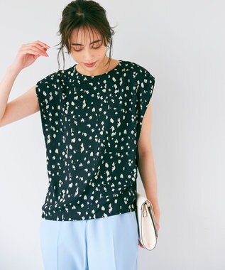 ICB 【WEB限定カラーあり・洗える】 プリントコンビ カットソー ブラックレオパード系