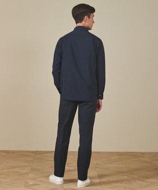 GOTAIRIKU 【シワになりにくい/ストレッチ/洗える】ウールライク シャツ_カッタウェイカラー ネイビー系