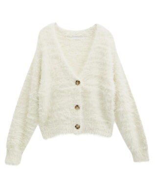 Green Parks ・Ｐｅｔｉｔ　Ｆｌｅｕｒ　シャギーニットカーディガン Off White
