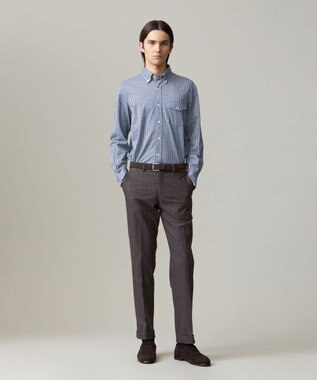 J.PRESS MEN 【KING SIZE】ギンガムチェック コットンネルジャージシャツ ネイビー系3