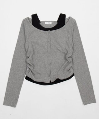 WEGO カーデドッキングレイヤードロンT 杢グレー