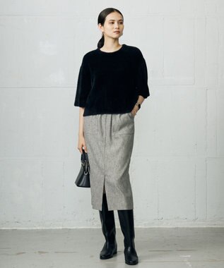 自由区 L 【カタログ掲載】シェニールボンディング ニット ブラック