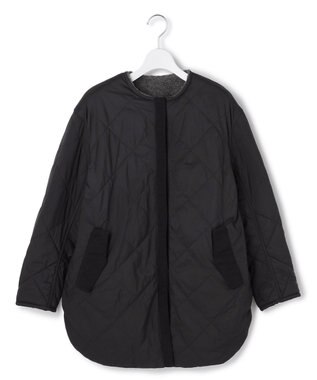 ICB L 【リバーシブル着用可能】 リバーシブルキルト ミドル丈コート チャコール×ブラック系