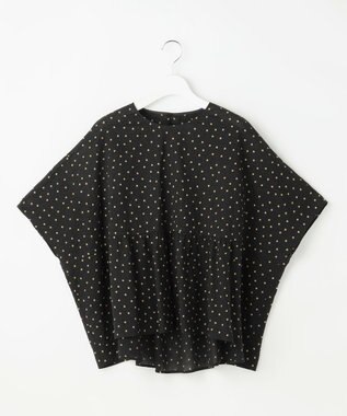 自由区 L 【17号サイズまで展開・WEB限定】コットンサッカープリント ブラウス ブラック×ブラウン