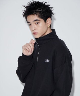 WEGO ワンポイントハーフジッププルオーバー ブラック