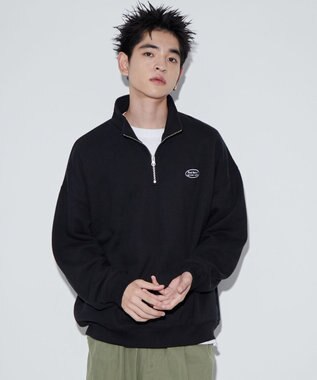 WEGO ワンポイントハーフジッププルオーバー ブラック