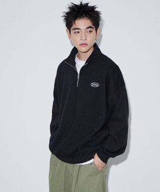 WEGO ワンポイントハーフジッププルオーバー ブラック