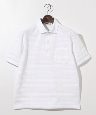 JOSEPH ABBOUD クールビズ【オーガニックコットン使用・日本素材】リンクスボーダー ポロシャツ ホワイト系