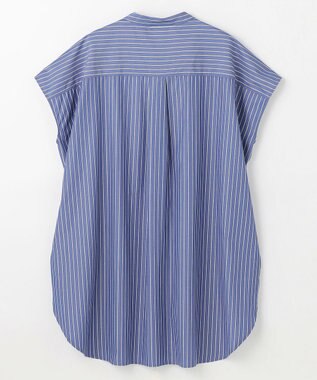 ANY 【洗濯機可】ラメストライプ半袖シャツブラウス ネイビー×オフストライプ
