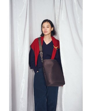 MIYABIYA LAQUOH【撥水加工】篭目柄エンボスボンディング バケツ型2WAYショルダー チョコ