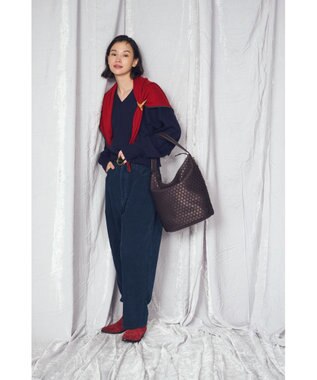 MIYABIYA LAQUOH【撥水加工】篭目柄エンボスボンディング バケツ型2WAYショルダー チョコ