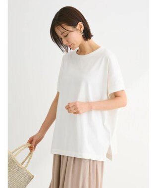 Green Parks インド綿 フレンチスリーブ前後差カットプルオーバー Off White