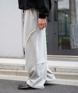 WEGO 【ユニセックス着用ITEM/ウエストゴム/MLサイズ展開】バルーン3Dスウェットパンツ 杢グレー