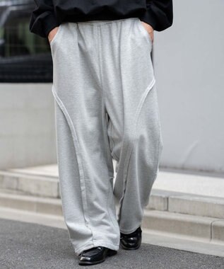 WEGO 【ユニセックス着用ITEM/ウエストゴム/MLサイズ展開】バルーン3Dスウェットパンツ 杢グレー