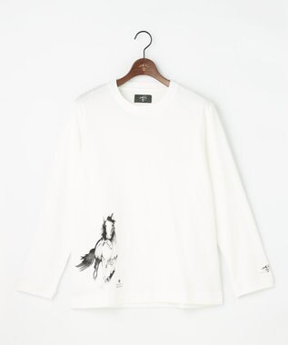 JOSEPH ABBOUD MOUNTAIN 【テーム・ヤルヴィモチーフ】プレーティング天竺 ロングTシャツ ホワイト×ホース