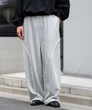 WEGO 【ユニセックス着用ITEM/ウエストゴム/MLサイズ展開】バルーン3Dスウェットパンツ 杢グレー