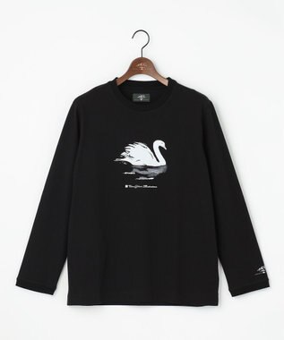JOSEPH ABBOUD MOUNTAIN 【テーム・ヤルヴィモチーフ】プレーティング天竺 ロングTシャツ ブラック×スワン