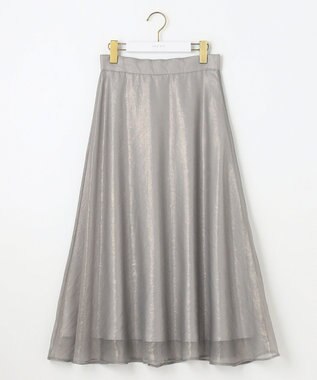 ANY SIS 箔ヴィンテージライクシフォン スカート ライトグレー