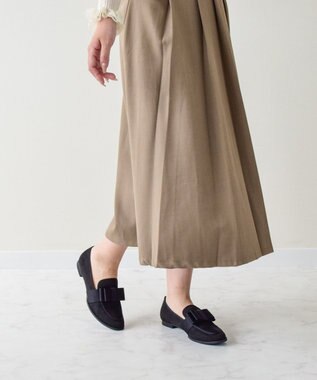 Bridget Birkin ＜抗菌消臭＞【Bridget Birkin】グログランリボンレインローファー ブラックスウェード