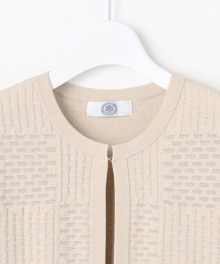 J.PRESS LADIES L ジャガード ニット ジャケット ベージュ系