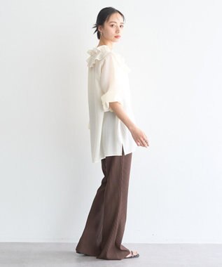 earth music&ecology フリルブラウス Ivory