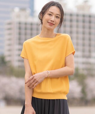 J.PRESS LADIES S 【洗える】レーヨンエリートストレッチ フレンチスリーブ ニット マリーゴールド系