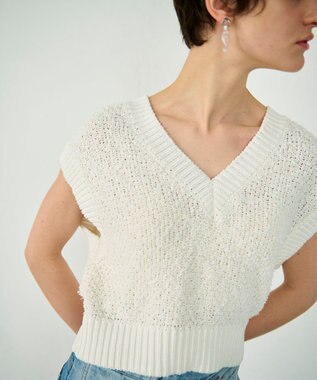 GRACE CONTINENTAL カノコショートニットトップ ホワイト