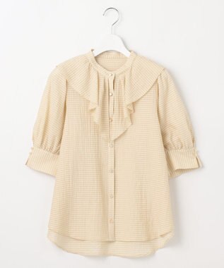 Feroux 【洗える】ラッフルフリル ブラウス ベージュ系