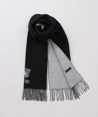 AURORA 【 ANNA SUI（アナ スイ）】ウールリバーシブルマフラー ブラック