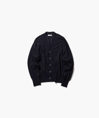 ATON CASHMERE SILK SPUN | Vネックカーディガン NAVY