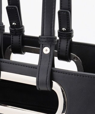 ICB 【先行予約】 フェイクラフィア2WAYバッグ ブラック×オフホワイト