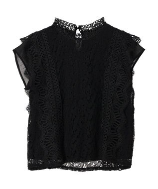 Green Parks ・Ｐｅｔｉｔ　Ｆｌｅｕｒ　フレンチレーシ－ブラウス Black